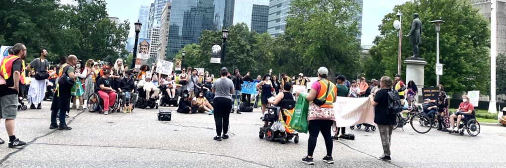 Disability poverty rally at provincial government building at Queens Park 